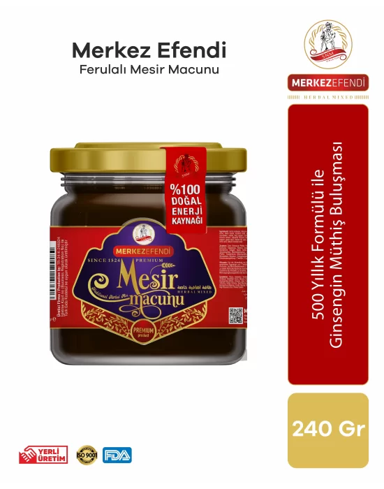 Merkez Efendi 3 Kavanoz Ferula YENİ Mesir Macunu 240 Gr etiketlerimiz ve kutularimiz guncellendii