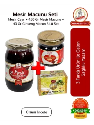 Mesir Paste Set Mesir Tea 450 Gr Mesir Paste and 43 Gr Ginseng Paste Set of 3