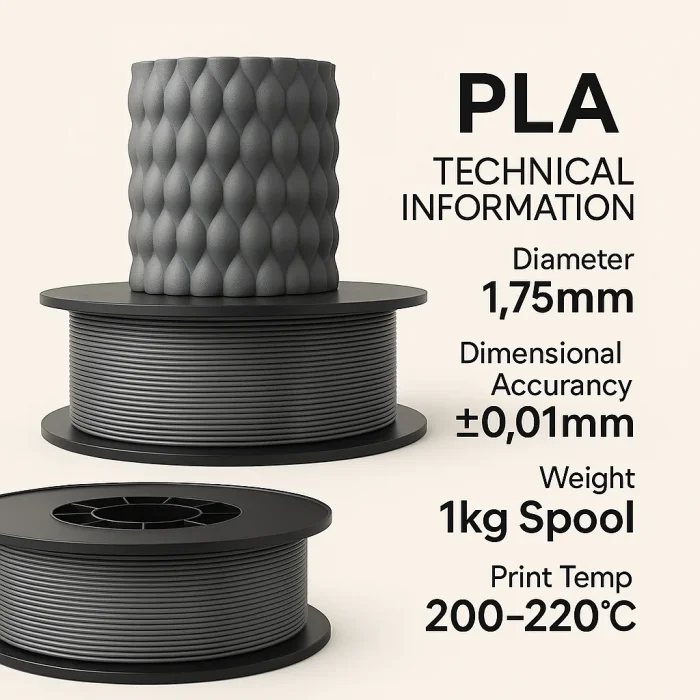 Filetto PLA+ Gri Filament 1 kg (1.75. mm)