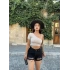 Bej Tek Omuz Halka Detay Crop