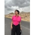 Fuşya Kısa Kollu Korse Gömlek