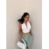 Beyaz Sırt Açık Boyundan Geçmeli Crop