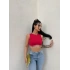 Kırmızı Taş Zincirli Kaşkorse Crop