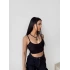 Siyah Fitilli İp Askılı Crop