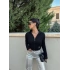 Siyah Fitilli Kapüşonlu Crop