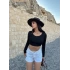 Siyah Oval Yaka Dalgıç Crop