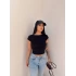 Siyah Sırt Açık Penye Crop