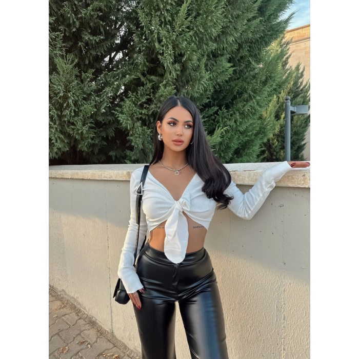 Beyaz Bağlamalı Fitilli Kaşkorse Crop