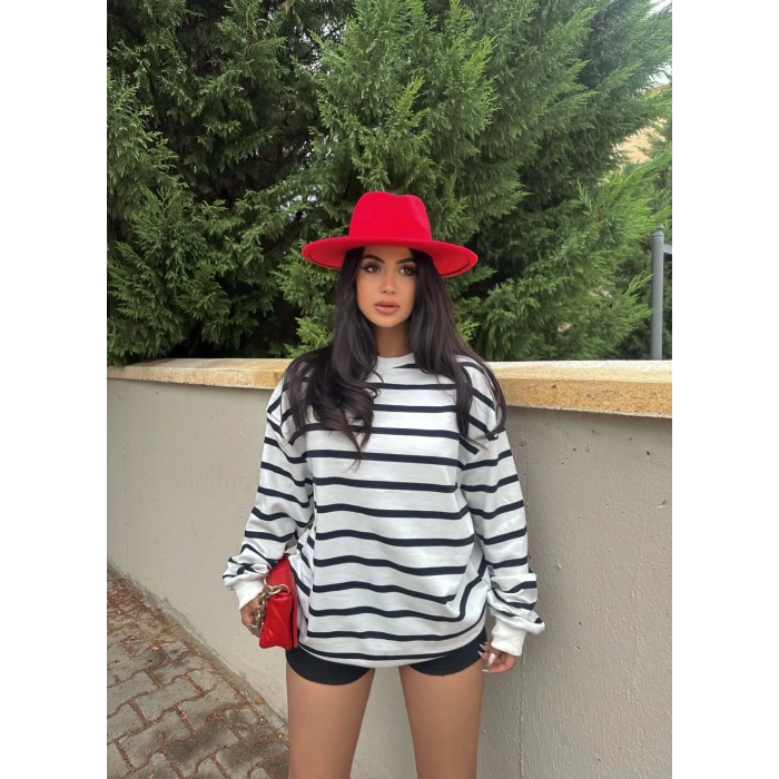 Çizgili Oversize Sweat