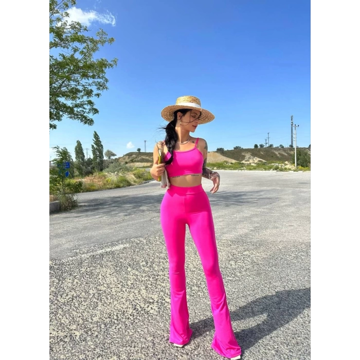 Fuşya Sandy Pantolon Crop İkili Takım