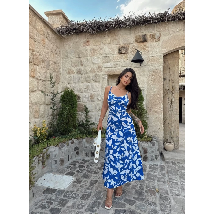 Önü Büzgülü Blue Elbise