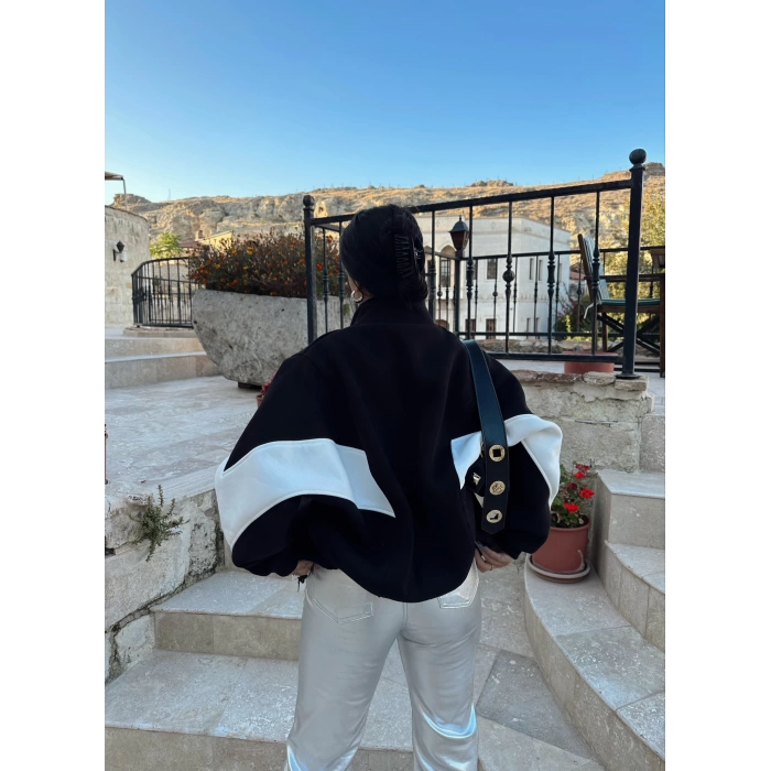 Siyah İçi Şardonlu Üç İplik Parçalı Sweat