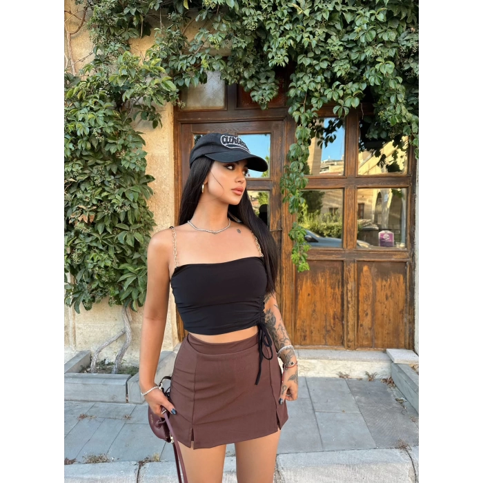 Siyah Zincir Askılı Sandy Bluz