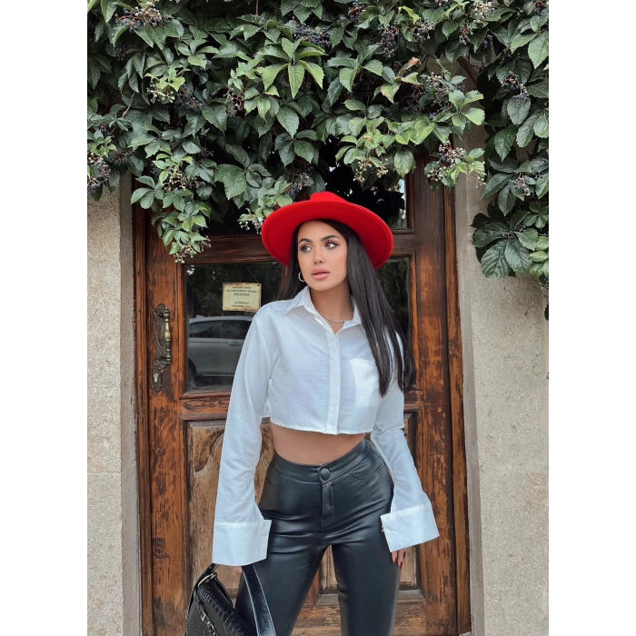 Tek Cep Crop Gömlek