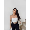 Beyaz Çizgili Straplez Büstiyer