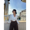 Beyaz Fermuarlı Yumoş Crop