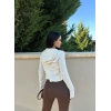Beyaz Hırka&Crop İkili Takım