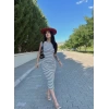 Beyaz Yırtmaçlı Kaşkorse Halter Elbise