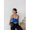 Mavi Fitilli İp Askılı Crop