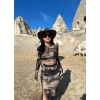 Moon Desenli Tül İkili Set