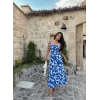 Önü Büzgülü Blue Elbise
