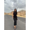 Sırt Dekolte Yan Yırtmaçlı Elbise