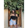 Siyah Madonna Yaka Scuba Crop