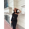Siyah Tek Omuz Büzgülü Long Elbise