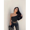 Siyah Tek Omuz Dalgıç Crop