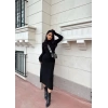 Siyah Tek Yırtmaçlı Fitilli Triko Elbise