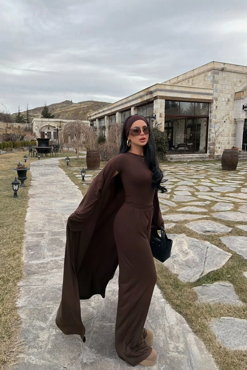 Kahve Üçlü Sandy Basic Takım