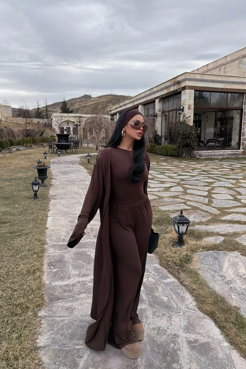 Kahve Üçlü Sandy Basic Takım