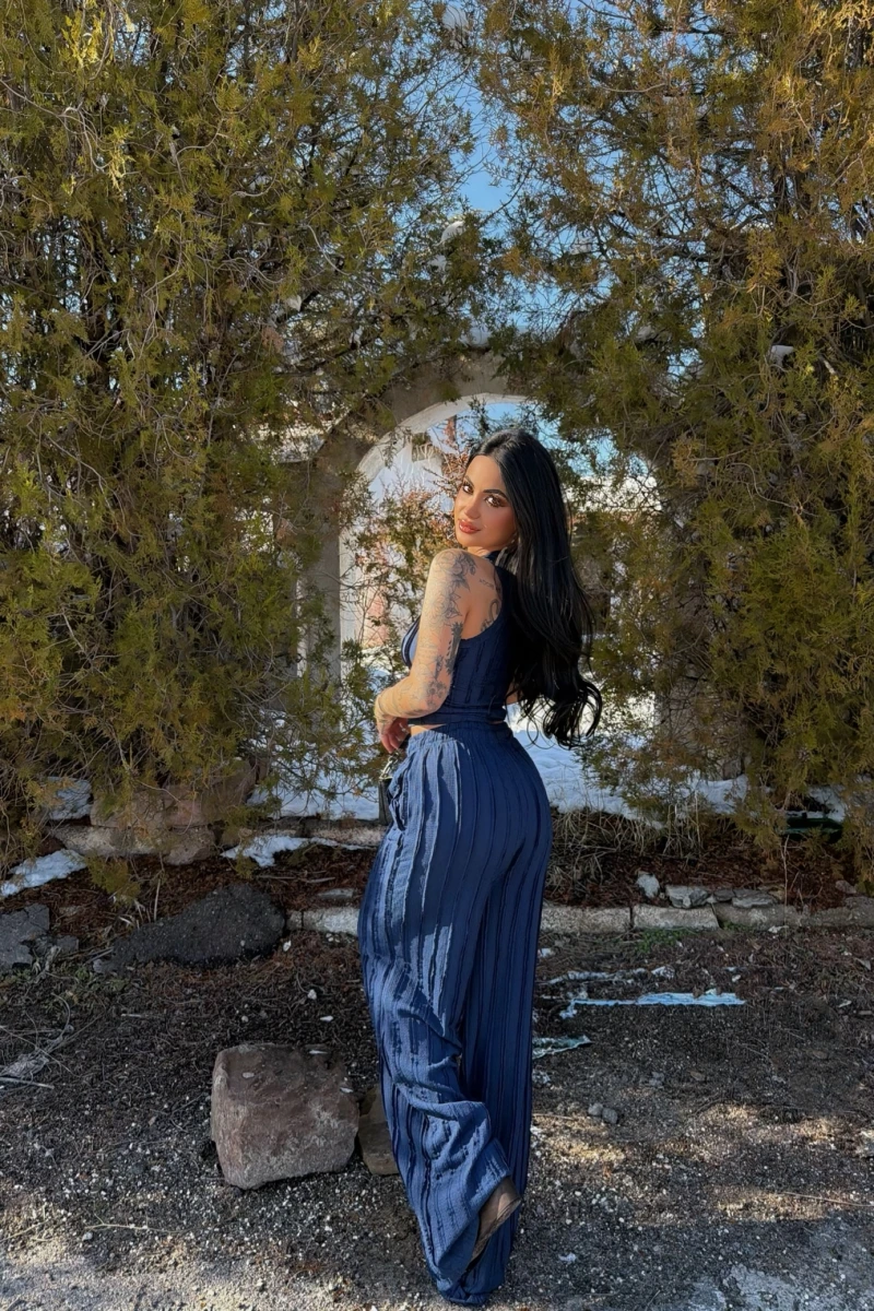 Lacivert Halter Ters Dikişli İkili Takım
