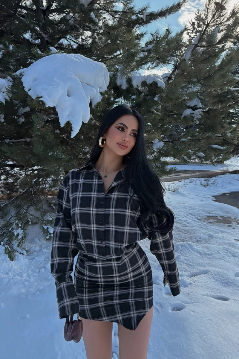 Ekose Gömlek Elbise