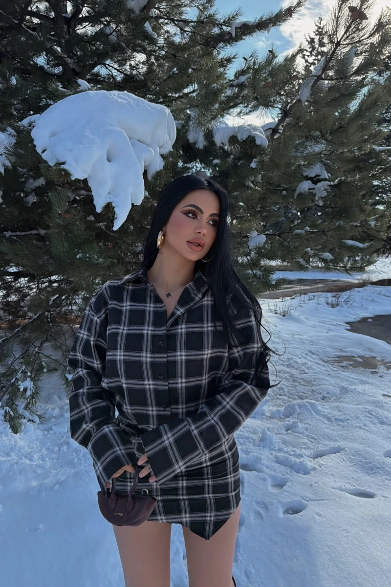 Ekose Gömlek Elbise