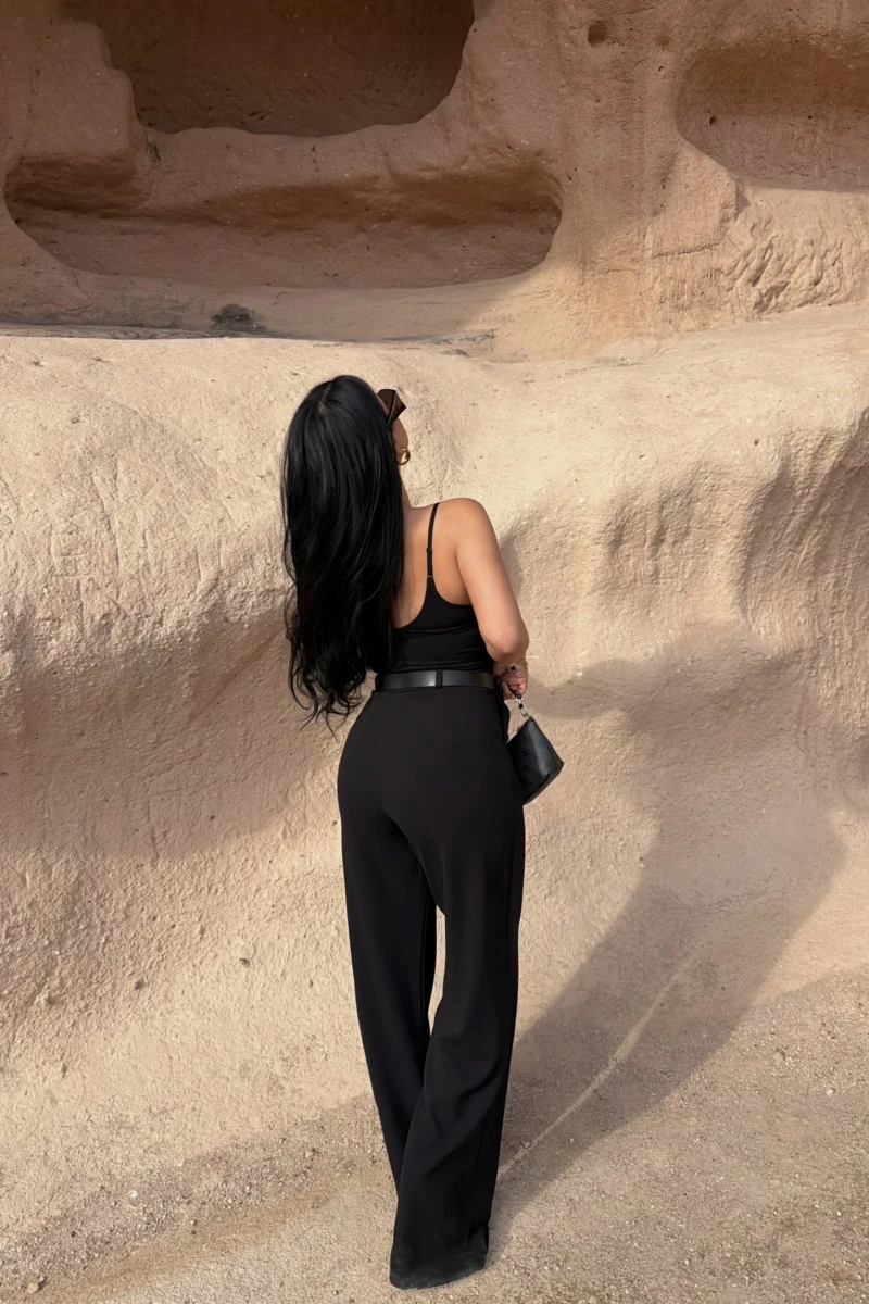 Kemerli Yüksek Bel Örme Pantolon