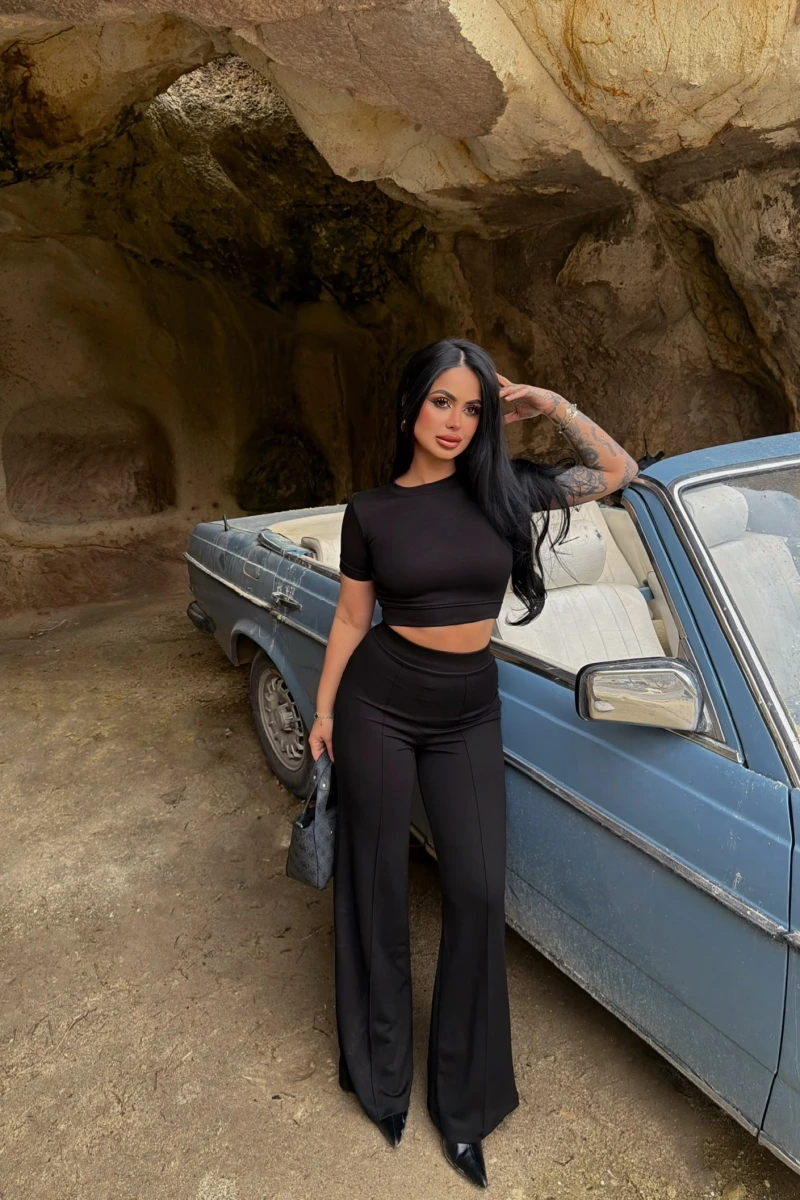 Siyah Şeritli Modal İkili Takım