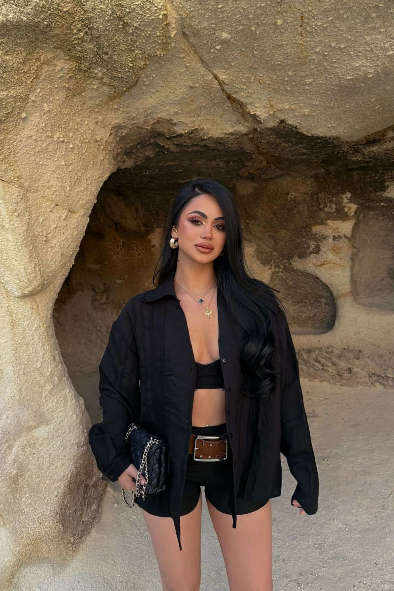 Siyah Line Boyfriend Gömlek