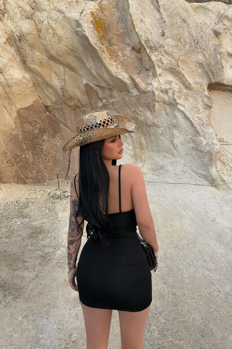 Siyah Askılı Bodycon Mini Elbise