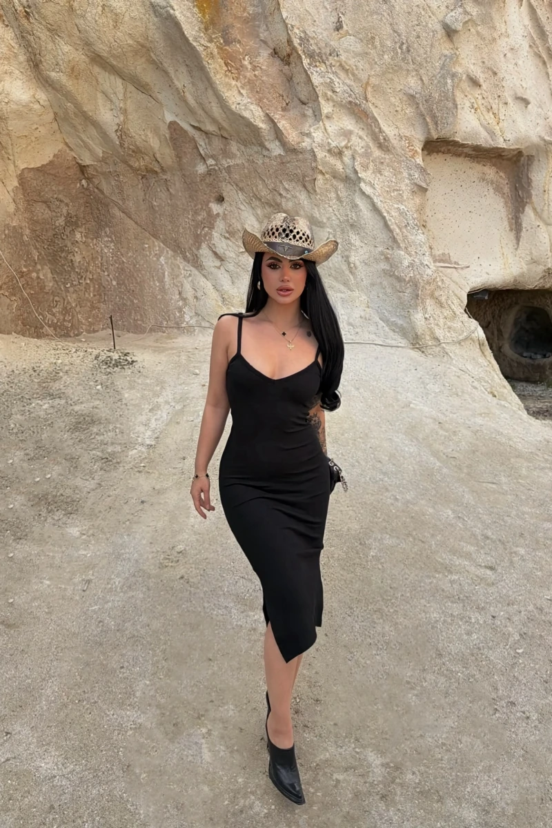 Askılı Midiboy Kaşkorse Elbise