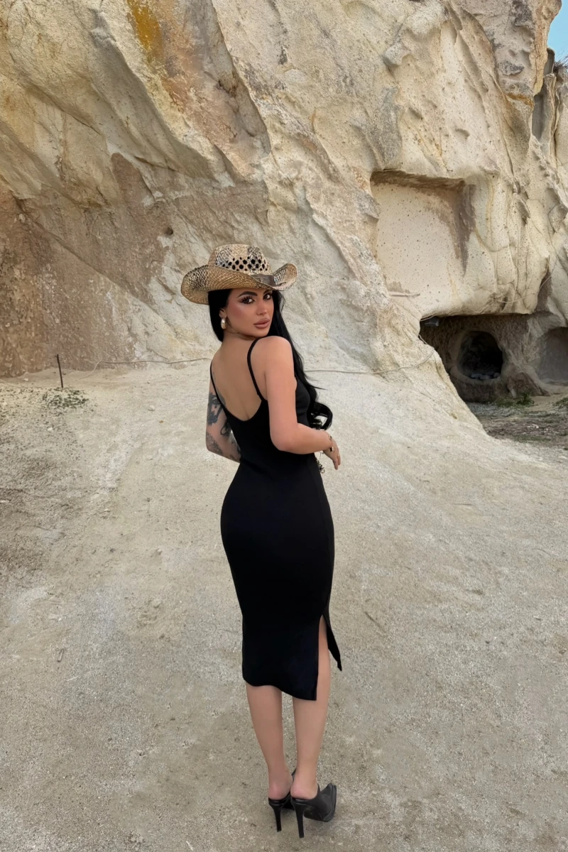 Askılı Midiboy Kaşkorse Elbise