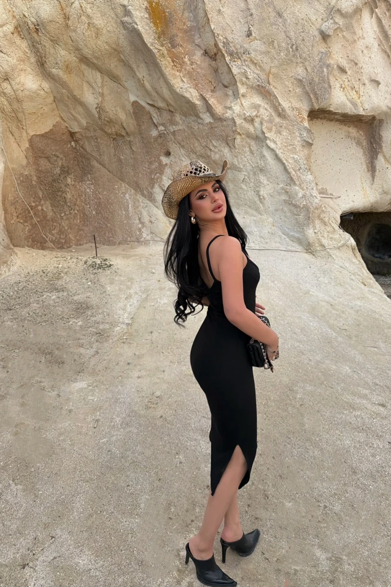 Askılı Midiboy Kaşkorse Elbise