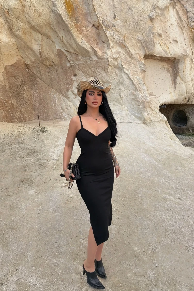 Askılı Midiboy Kaşkorse Elbise