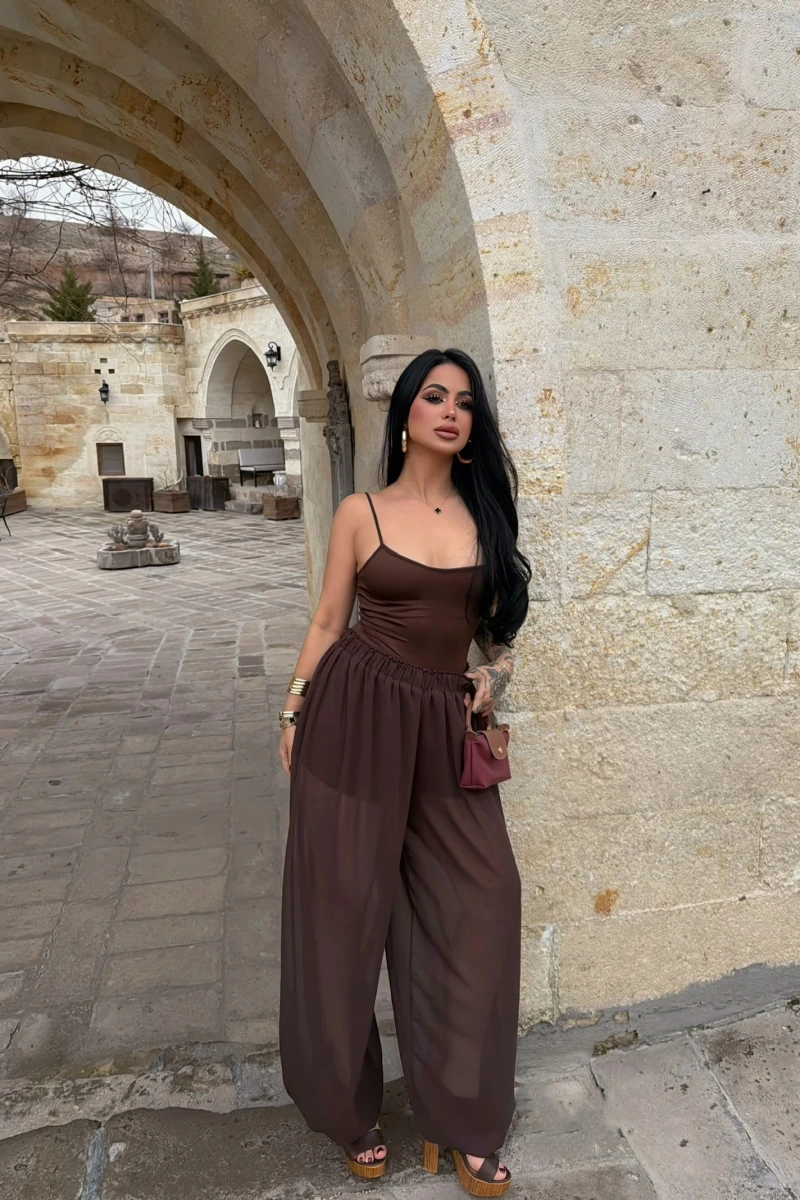 Kahve İçi Astarlı Şalvar Pantolon