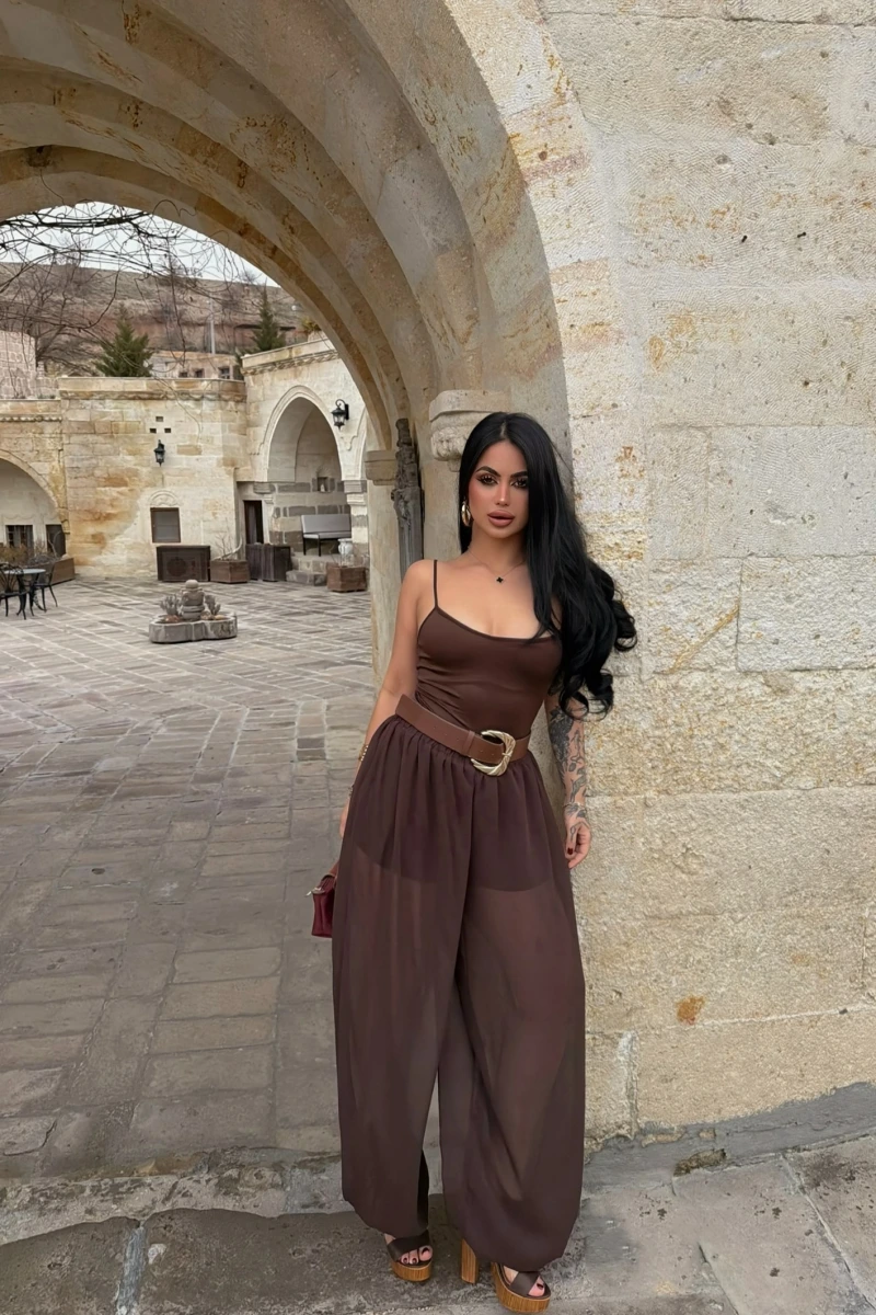 Kahve İçi Astarlı Şalvar Pantolon