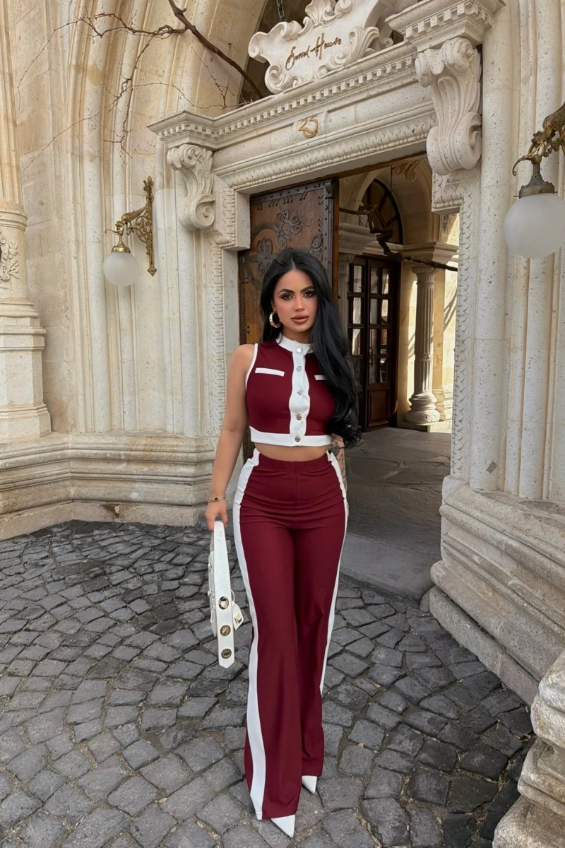 Bordo Ön Garnili Fitilli Takım