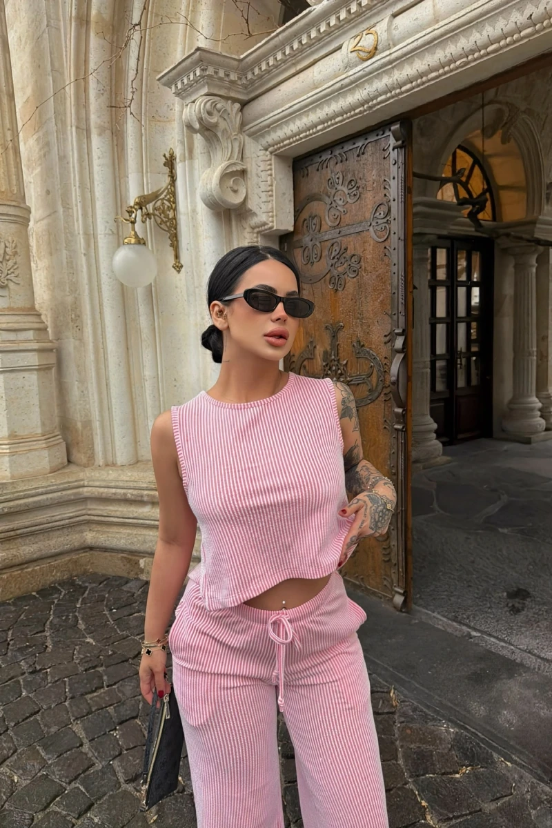 Pembe Sırt Bağlamalı Line İkili Takım