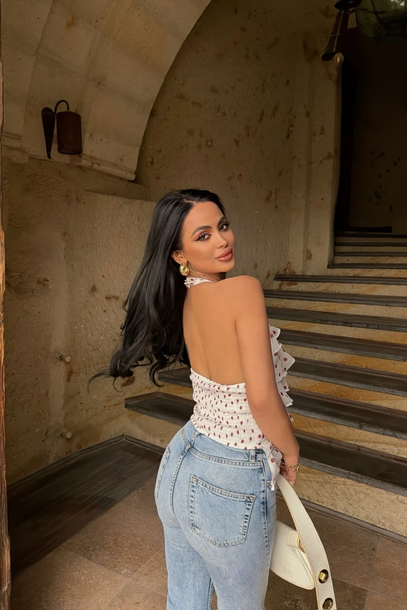 Kırmızı Puantiyeli Kat Kat Bluz