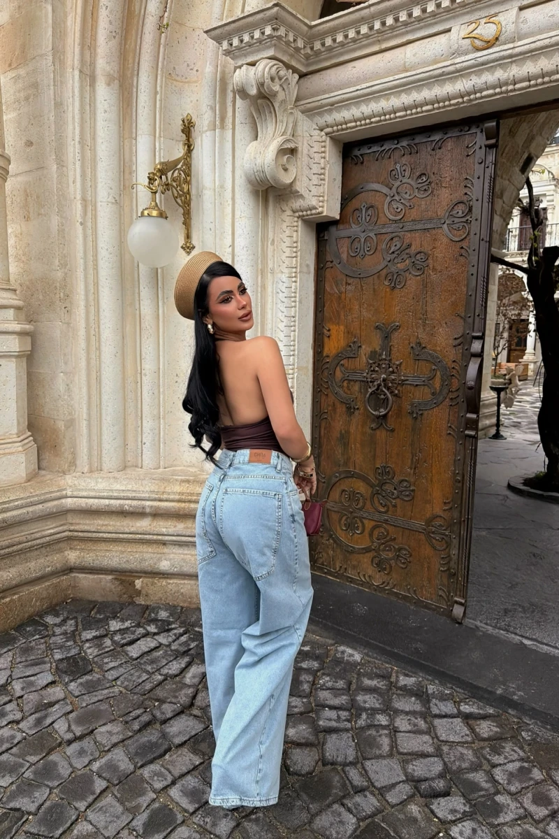 Mavi Yüksek Bel Baggy Denim