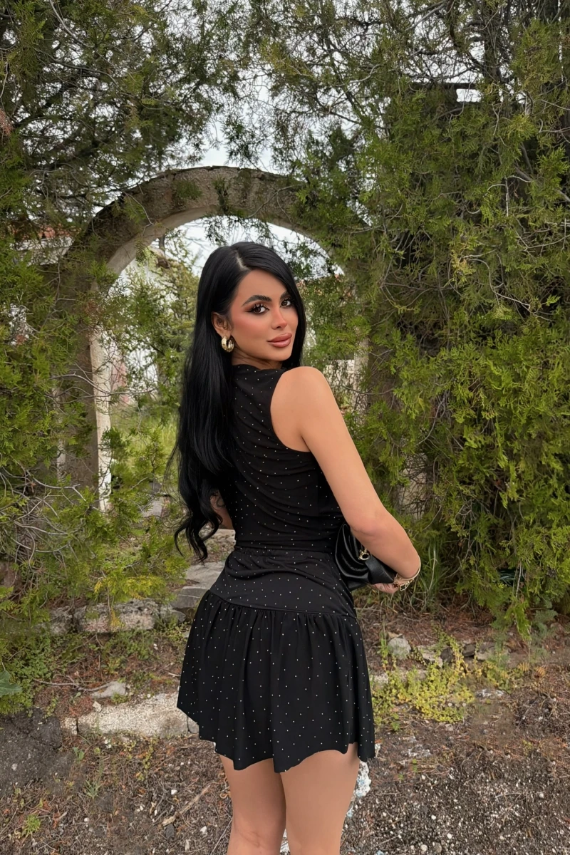 Siyah Degaje Simli İkili Takım
